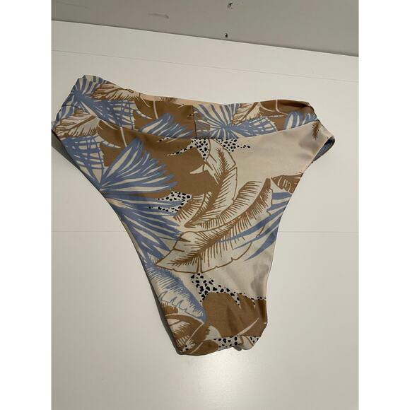 Aerie Brand High Cut Cheeky Size Large Monaco Blue Print Bikini Bottoms - Picture 3 of 6